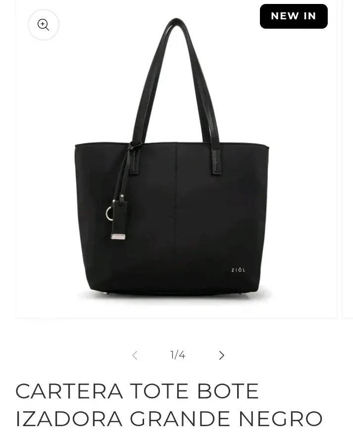 Cartera Tote Negra Mediana con Tres Divisiones - 5