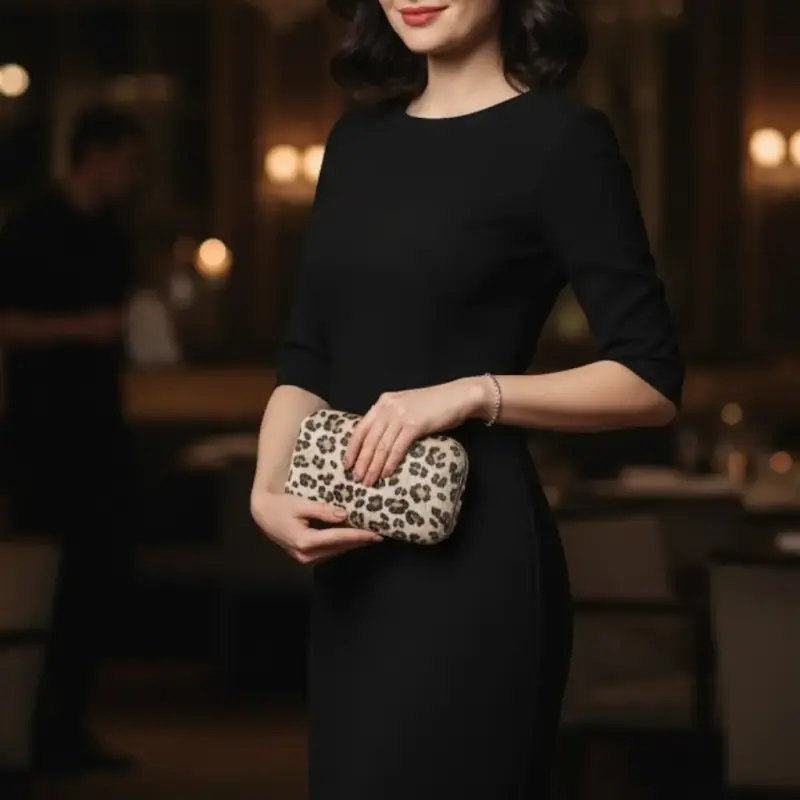 Cartera clutch elegante para mujer Animal Print - 3
