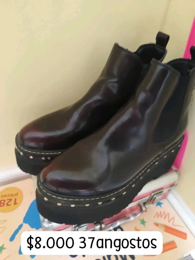 Botines de cuero marrón con hebillas - 2
