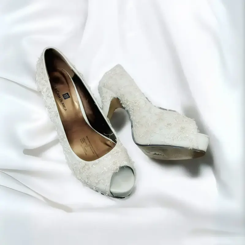Zapatos De Novia De Encaje Con Tacones Altos Para - 2