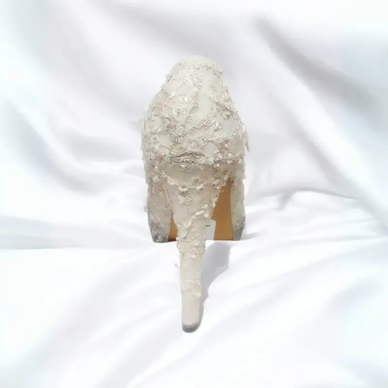 Zapatos De Novia De Encaje Con Tacones Altos Para - 4