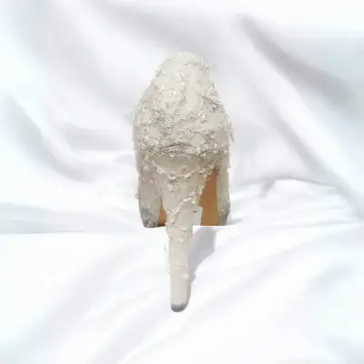 Zapatos De Novia De Encaje Con Tacones Altos Para - miniatura 4