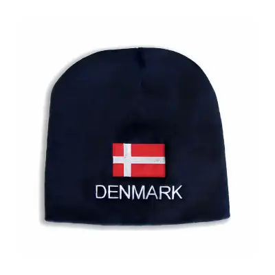 Gorro de lana azul marino con bandera de Dinamarca - miniatura 1