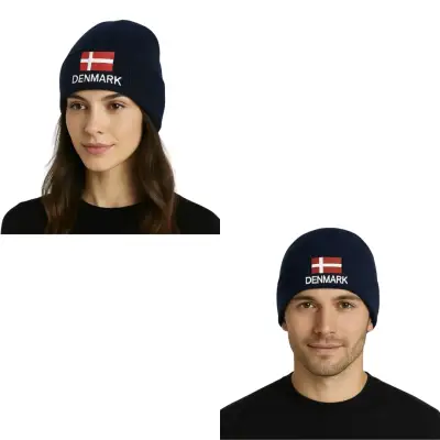 Gorro de lana azul marino con bandera de Dinamarca - miniatura 2
