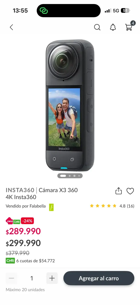Cámara 360 Insta360 X3 en buen estado - 6