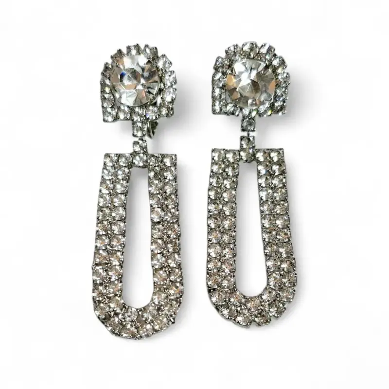 Aros Colgantes Strass Cristal Vintage 1960-1970 - 1