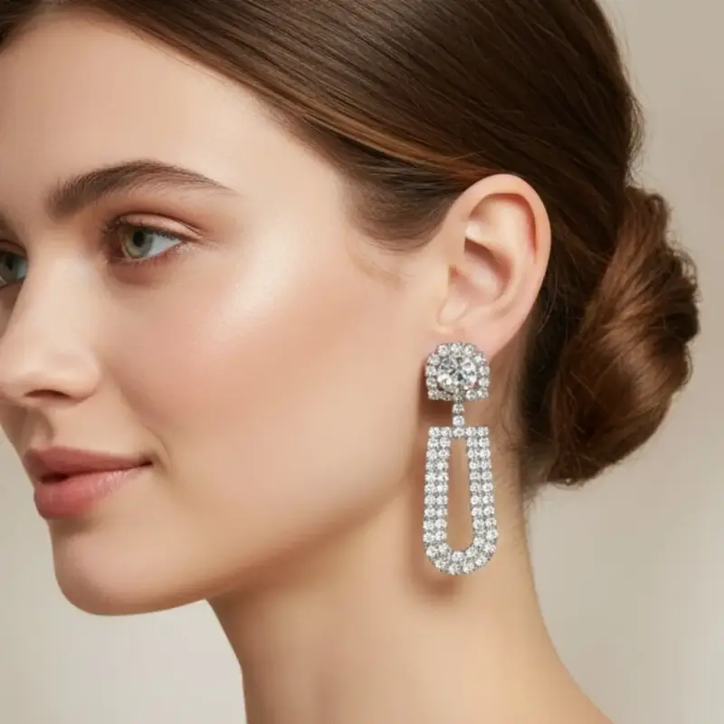 Aros Colgantes Strass Cristal Vintage 1960-1970 - 3