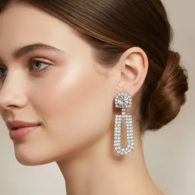 Aros Colgantes Strass Cristal Vintage 1960-1970 - miniatura 3