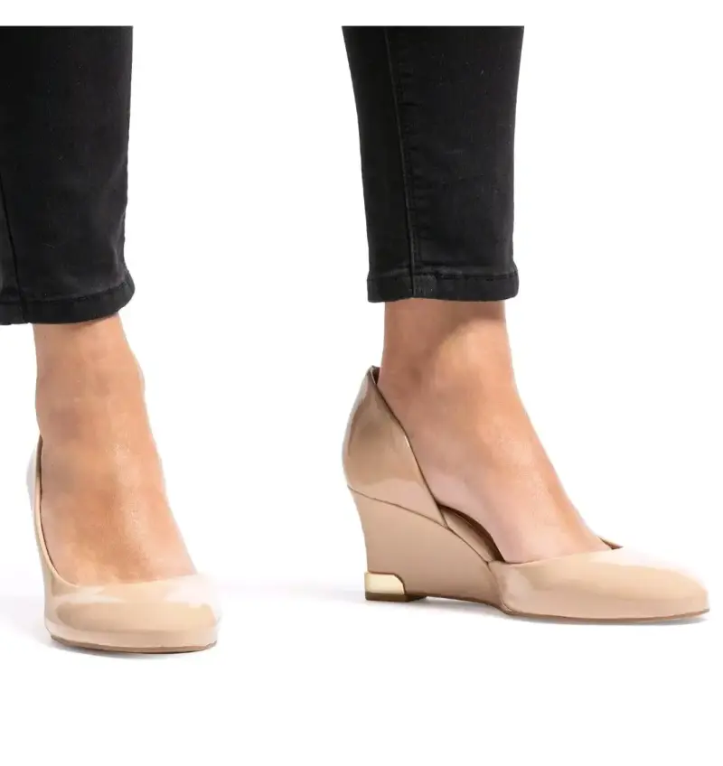 Zapatos marca Gacel 35 Beige cuero charol - 6