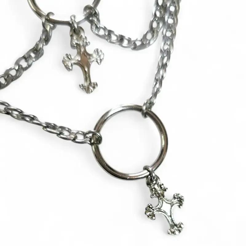 Collar de cadena con cruces colgantes - 2