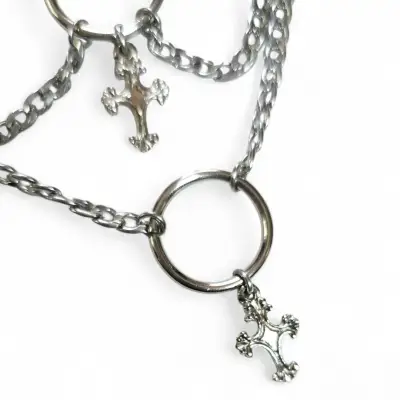 Collar de cadena con cruces colgantes - miniatura 2