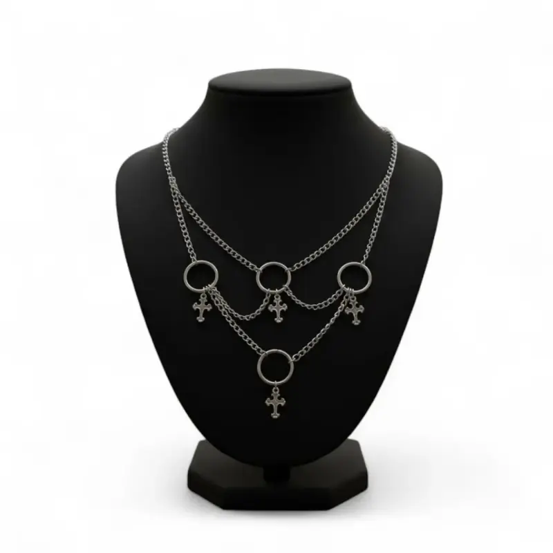 Collar de cadena con cruces colgantes - 3