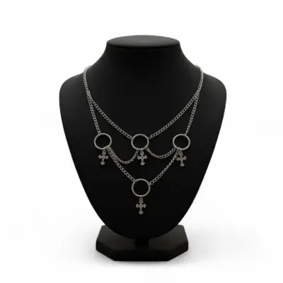 Collar de cadena con cruces colgantes - miniatura 3