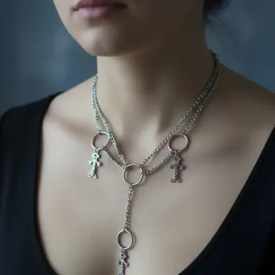 Collar de cadena con cruces colgantes - miniatura 4
