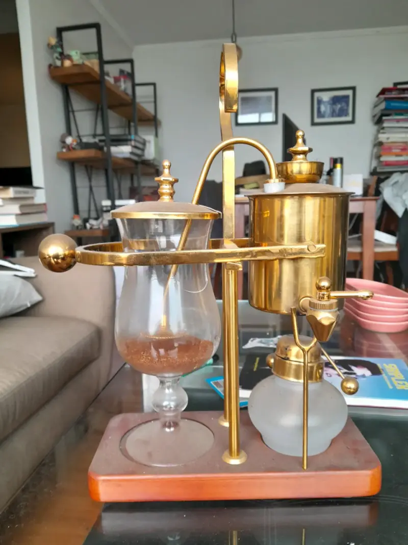 Cafetera sifón belga de estilo vintage en bronce