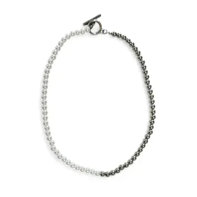 Collar de perlas y cuentas metálicas - miniatura 1