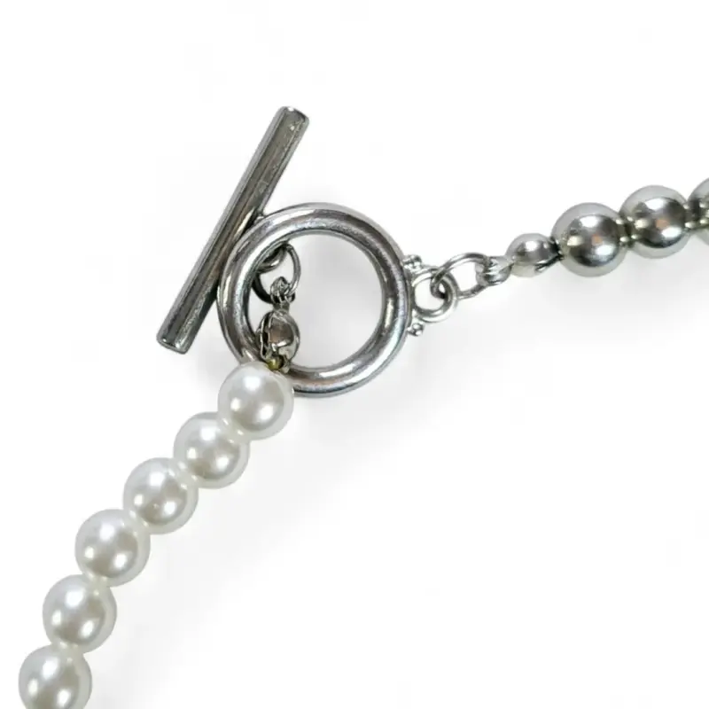 Collar de perlas y cuentas metálicas - 2