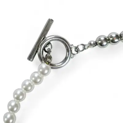 Collar de perlas y cuentas metálicas - miniatura 2