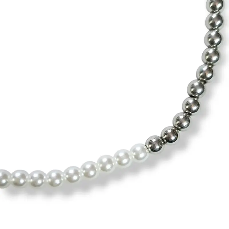 Collar de perlas y cuentas metálicas - 3