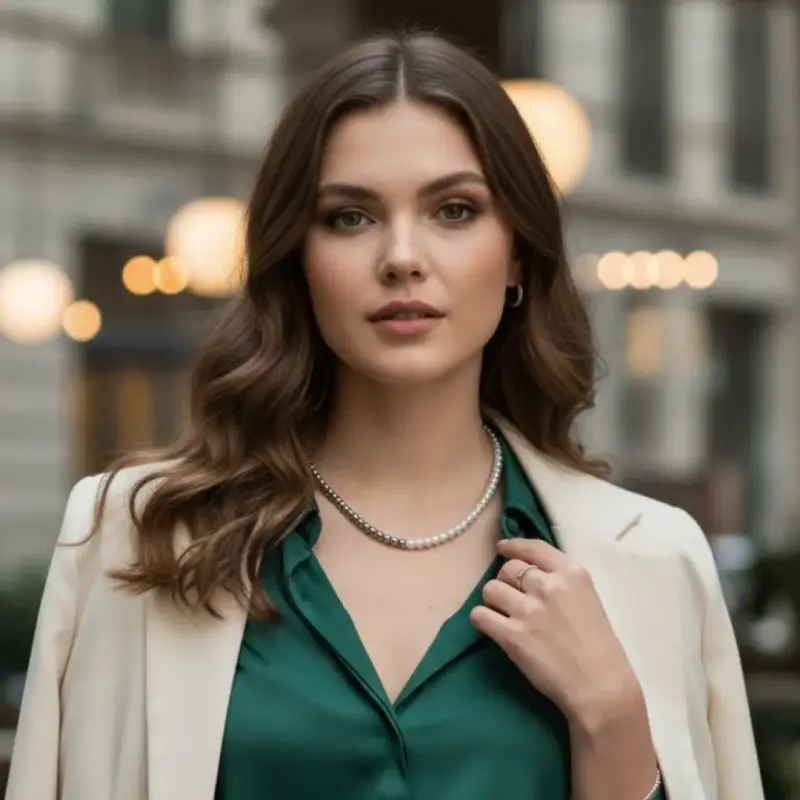 Collar de perlas y cuentas metálicas - 5