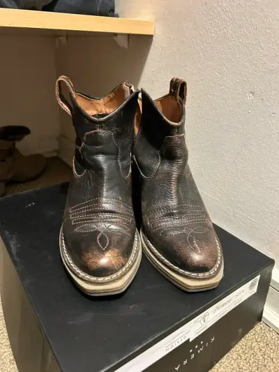 Botines de cuero marrón para mujer Pravs - miniatura 1