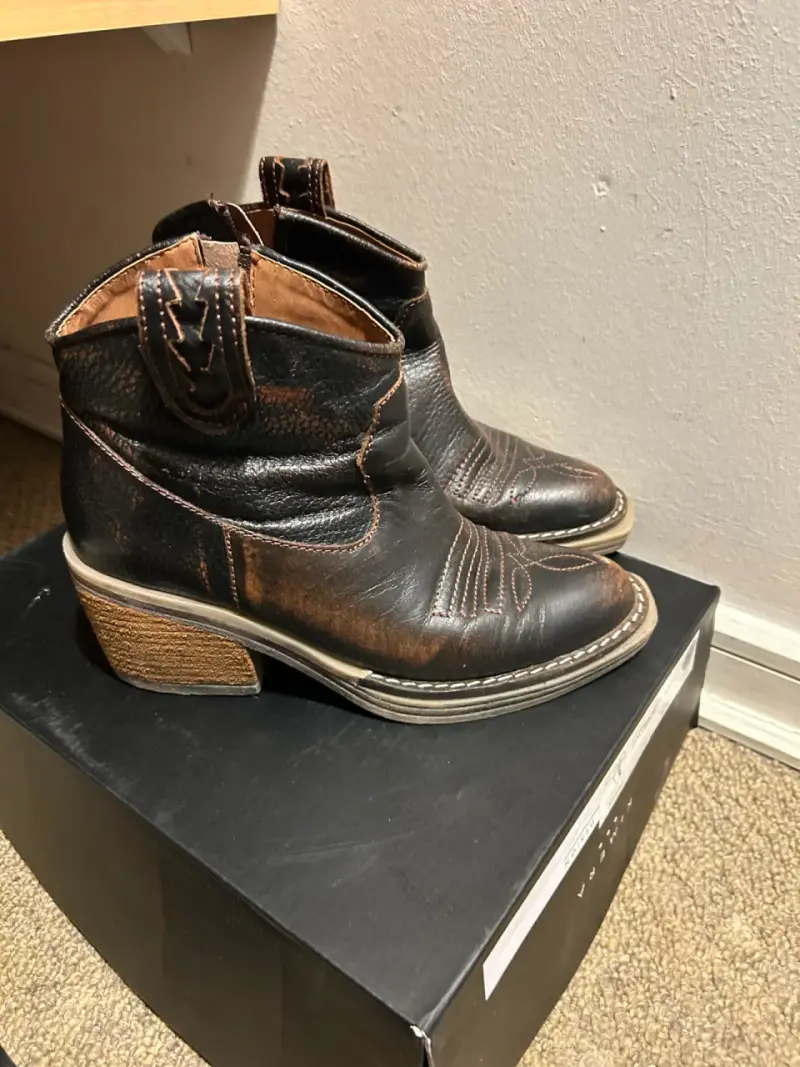 Botines de cuero marrón para mujer Pravs - 3