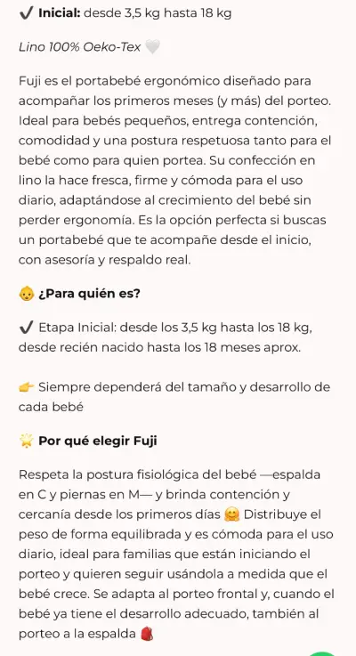 Portabebés ergonómico Fuji para bebés - miniatura 3