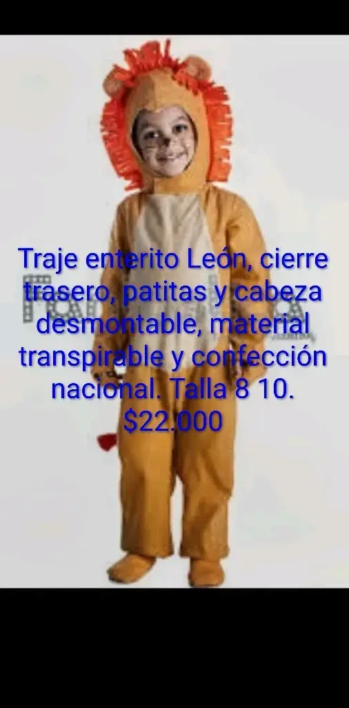 Disfraz de león para niños talla 8-10 - 1