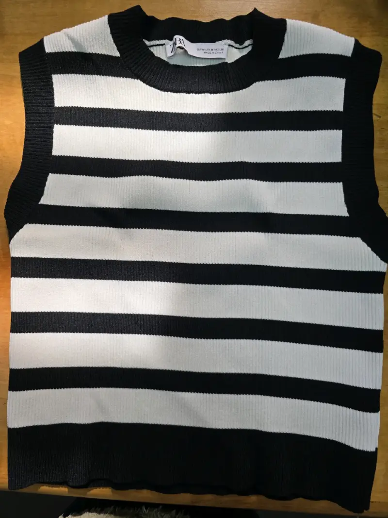 Polera de hilo sin mangas a rayas Zara - 1