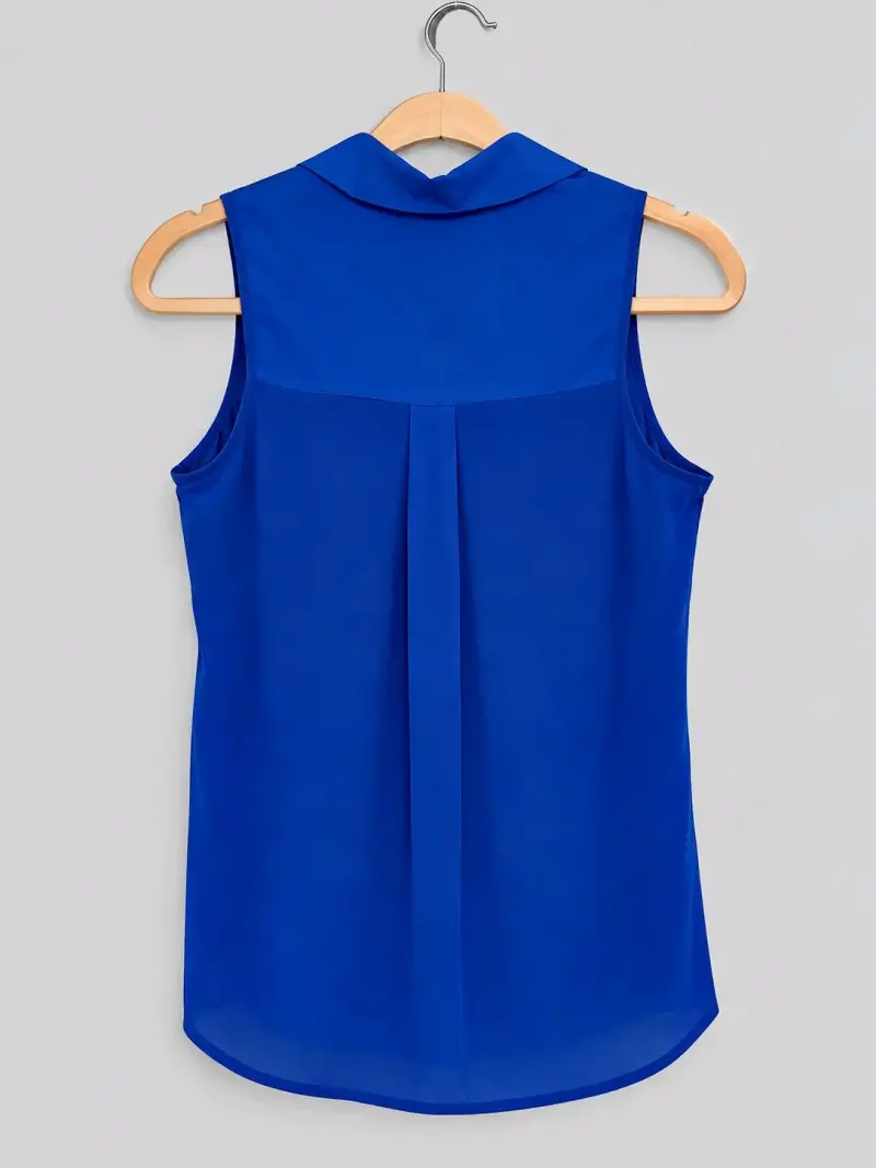 Blusa sin mangas azul para mujer - 4