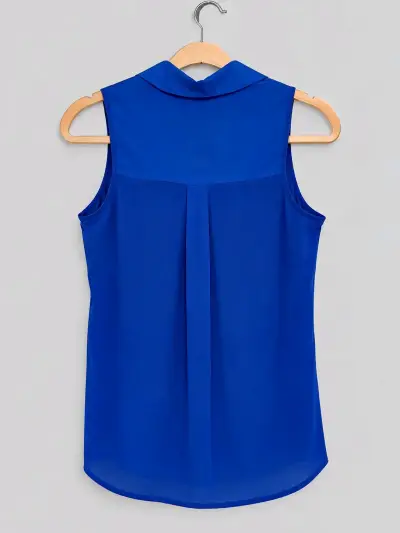 Blusa sin mangas azul para mujer - miniatura 4