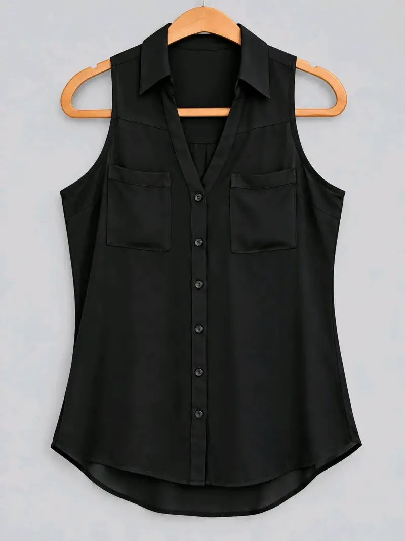 Blusa sin mangas negra elegante para mujer - 3
