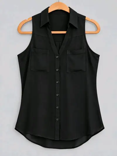Blusa sin mangas negra elegante para mujer - miniatura 3