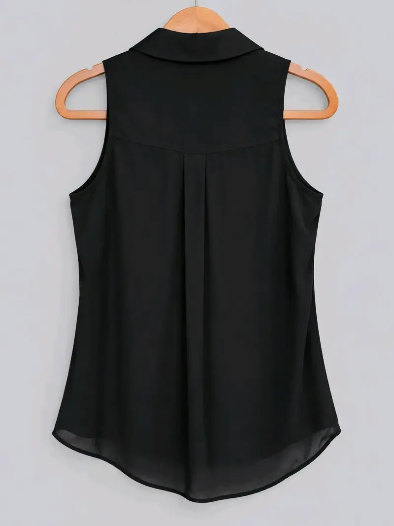 Blusa sin mangas negra elegante para mujer - 4