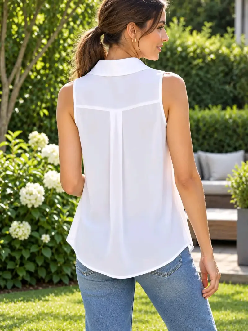 Blusa sin mangas blanca para mujer - 2