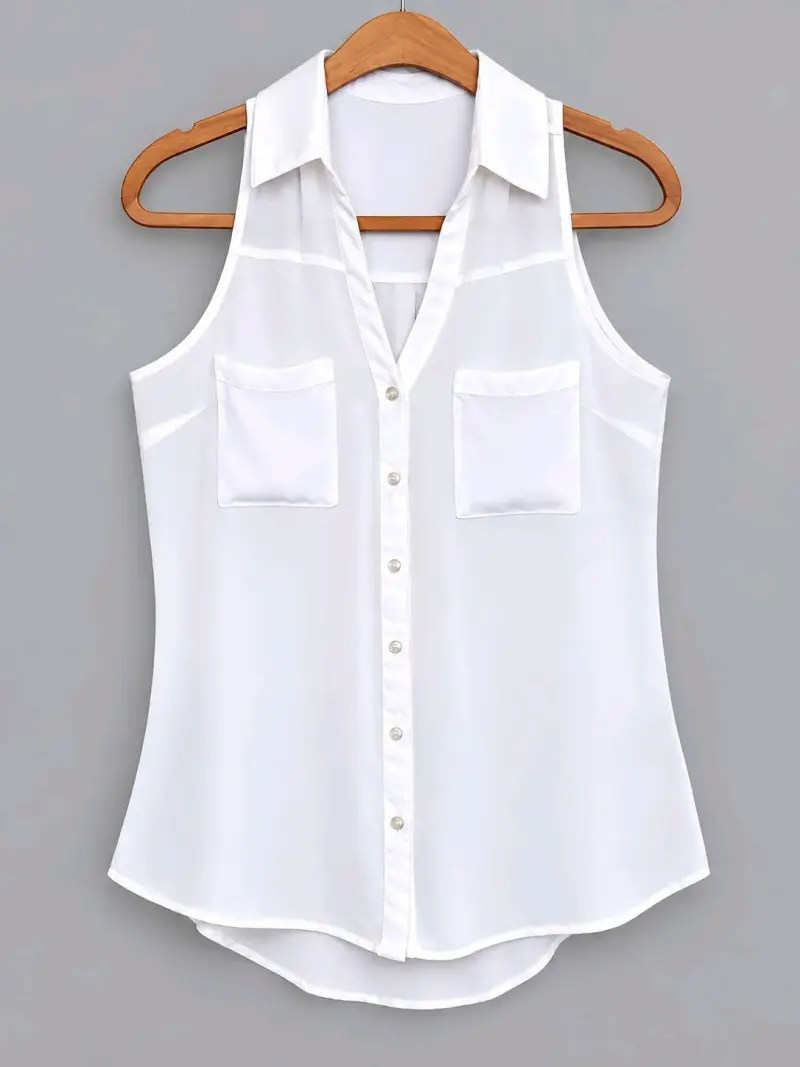 Blusa sin mangas blanca para mujer - 3
