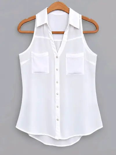 Blusa sin mangas blanca para mujer - miniatura 3