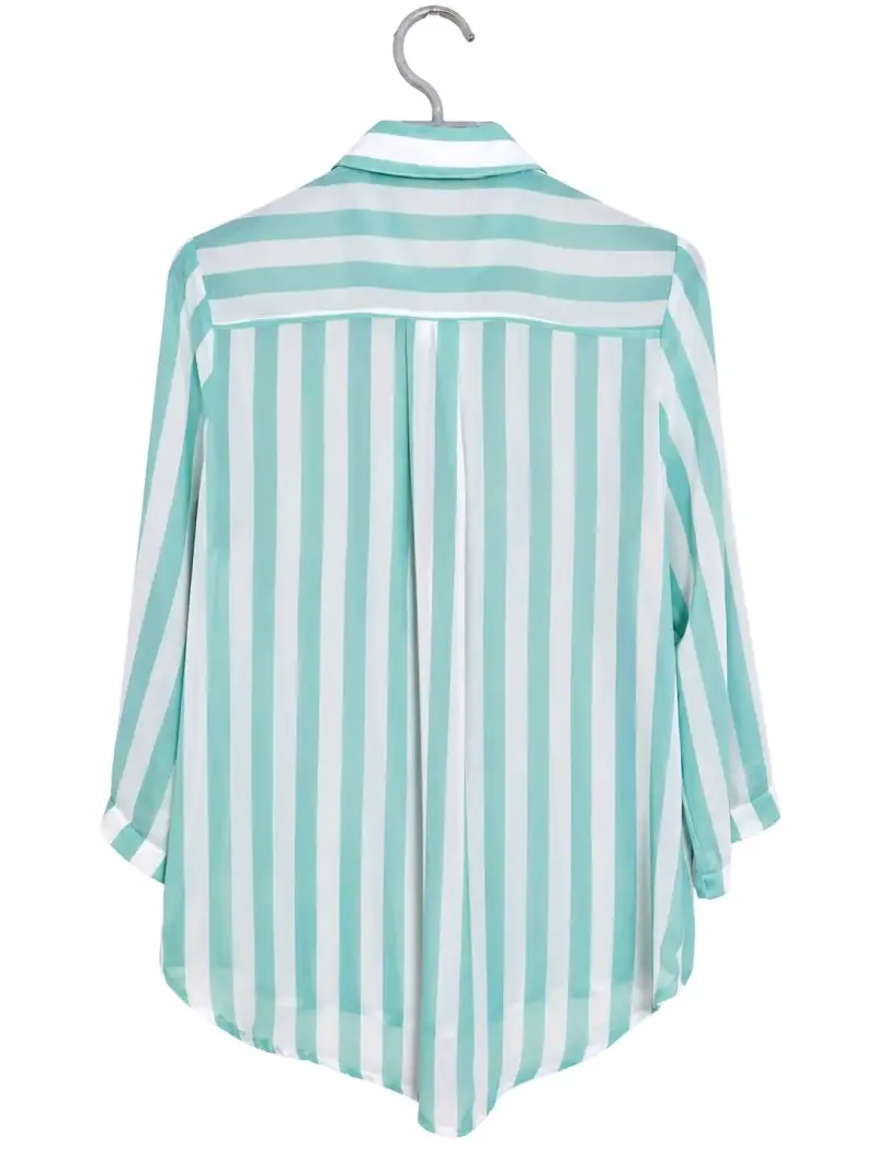 Blusa de rayas verde y blanca para mujer - 4