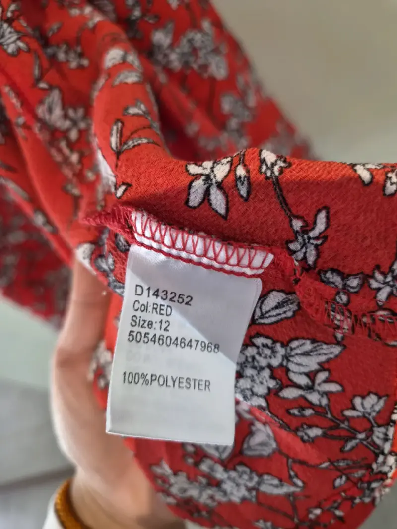 Vestido rojo floral manga corta Stella - 5