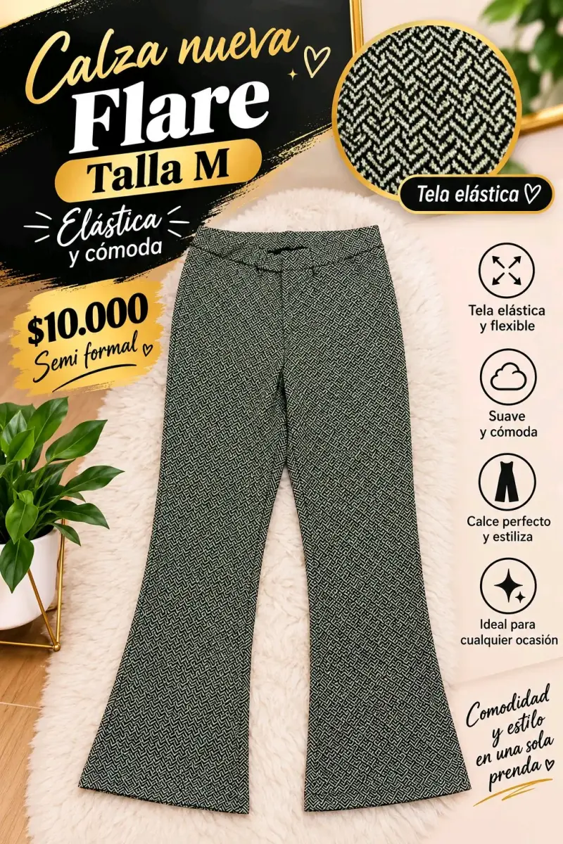 Calza Flare Talla M Elástica y Cómoda