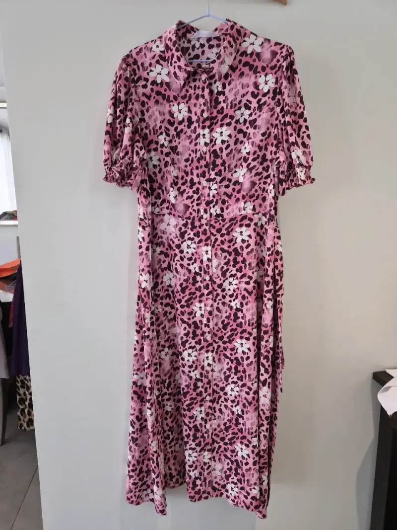 Vestido largo estampado animal print rosa - 2
