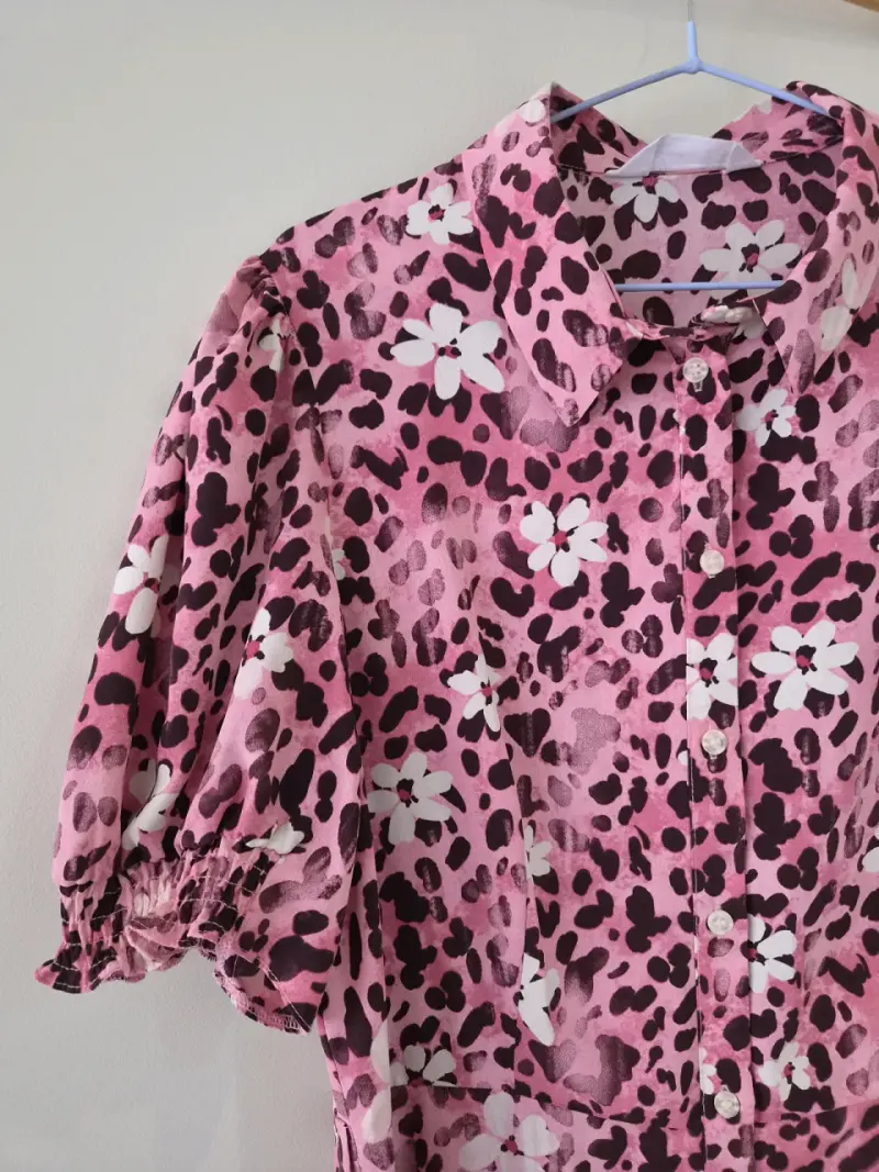 Vestido largo estampado animal print rosa - 3