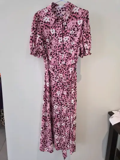 Vestido largo estampado animal print rosa - miniatura 4