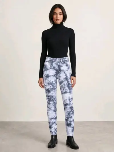 Jeans rectos efecto mármol - miniatura 1