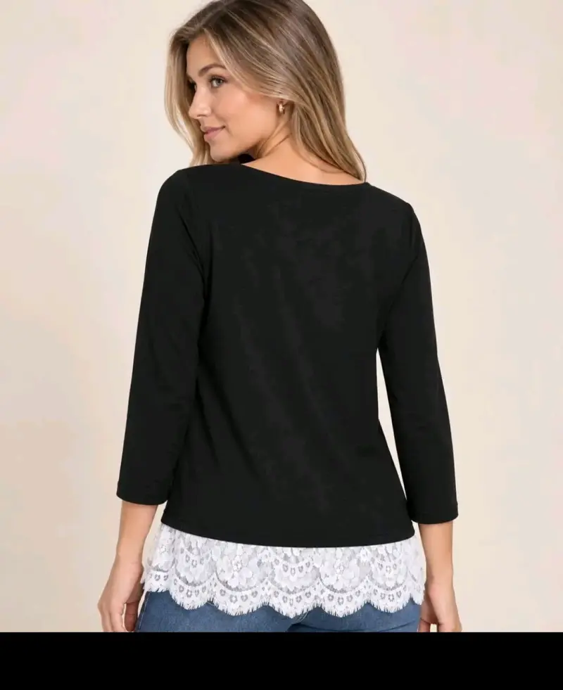 Sweater negro con encaje. - 2