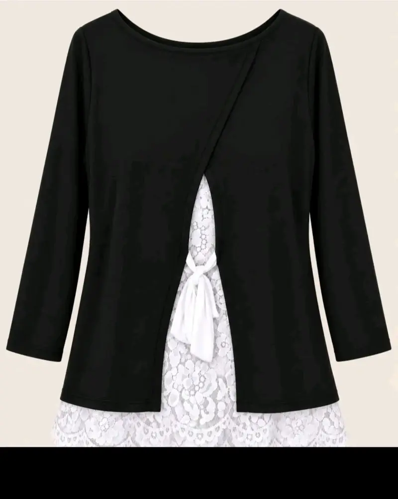 Sweater negro con encaje. - 4