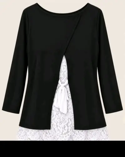 Sweater negro con encaje. - miniatura 4