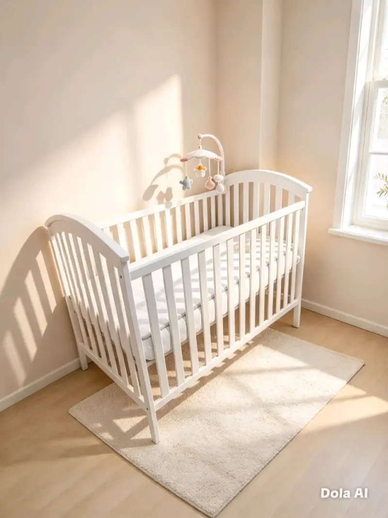 Cuna de madera blanca para bebé mas colchón