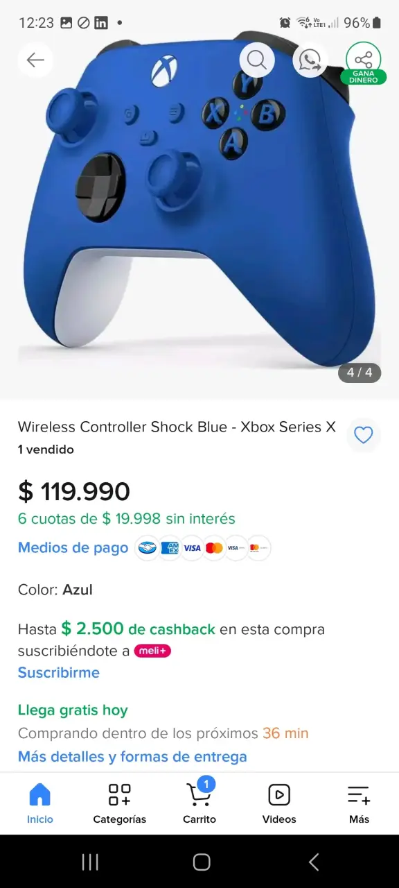 Control inalámbrico Xbox Shock Blue - 5