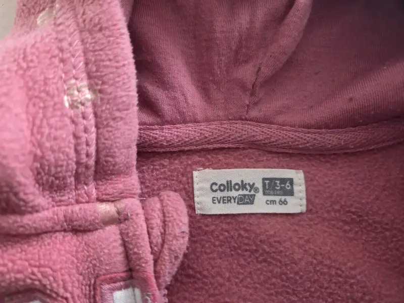 Polerón rosado para bebé Colloky con capucha - 2